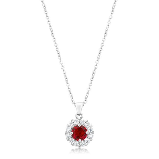 Belle Ruby Red Round  Halo Pendant | 3.2ct
