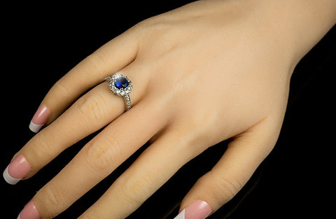 Belle Sapphire Blue Halo Engagement Cocktail Ring | 2.5ct