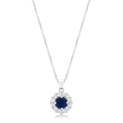 Belle Sapphire Blue Round  Halo Pendant | 3.2ct