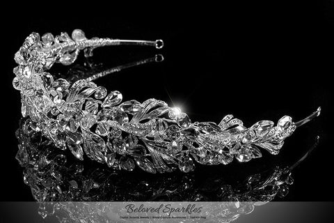 Hasina Ribbon Cluster Statement Silver Headband | Swarovski Crystal - Beloved Sparkles
 - 2