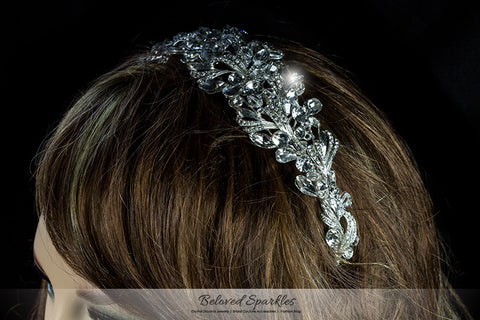 Hasina Ribbon Cluster Statement Silver Headband | Swarovski Crystal - Beloved Sparkles
 - 5