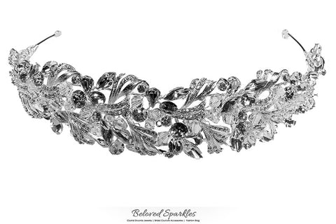 Hasina Ribbon Cluster Statement Silver Headband | Swarovski Crystal - Beloved Sparkles
 - 6
