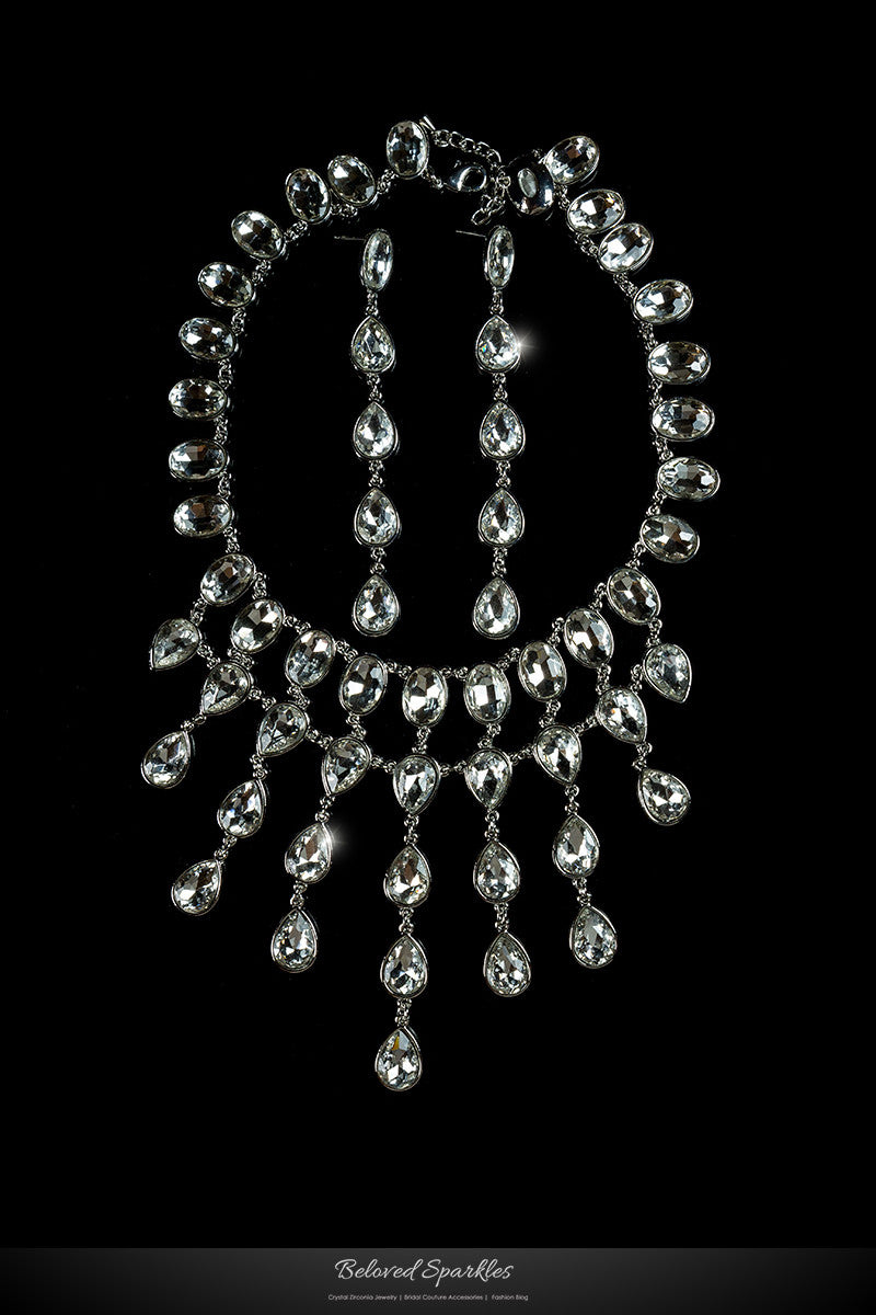 Krista Art Deco Draping Necklace | Crystal - Beloved Sparkles
 - 1