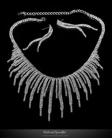 Jalila Draping Cluster Bib Necklace Set | Rhinestone - Beloved Sparkles