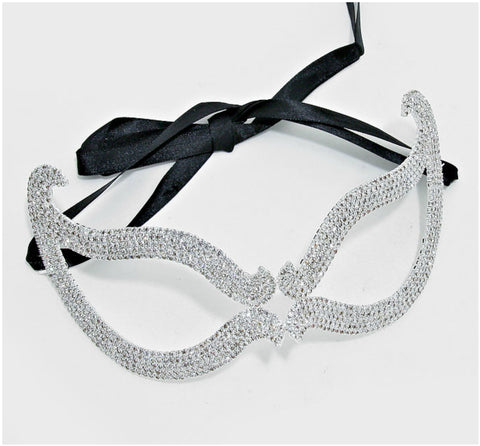 Bijou Romantic Cat Eye Crystal Masquerade Mask | Silver | Crystal - Beloved Sparkles
 - 1