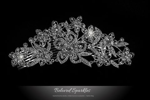 Sheri Vintage Cascade Flower Hair Comb | Crystal - Beloved Sparkles
 - 1