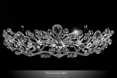 Sabella Victorian Art Deco Crystal Silver Tiara