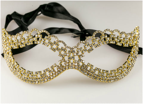 Lonie Swirl Cluster Masquerade Mask | Gold | Crystal