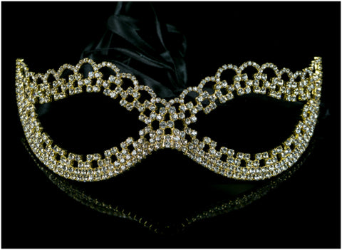Lonie Swirl Cluster Masquerade Mask | Gold | Crystal