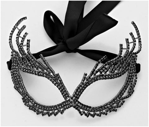 Nadelie Modern Cat Eye Masquerade Mask | Crystal | Black