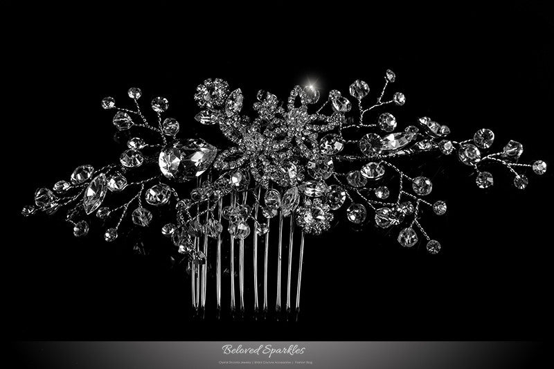 Sisley Garden Flower Leaves Hair Comb | Swarovski Crystal - Beloved Sparkles
 - 1