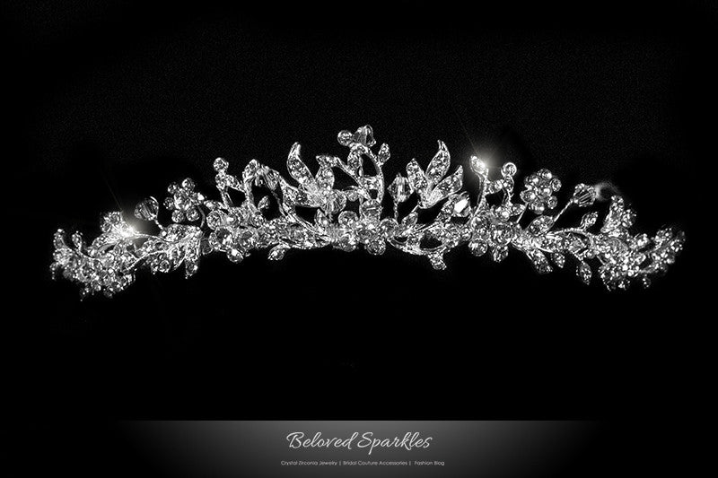 Gretchen Floral Cluster Crystal Tiara | Swarovski Crystal - Beloved Sparkles
 - 1