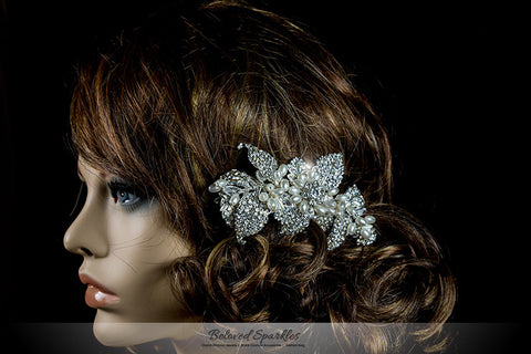 Dilan White Pearl Leaves Hair Clip | Pearl | Crystal - Beloved Sparkles