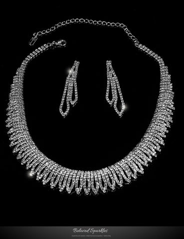 Docia Elegant Rhinestone Choker Necklace Set | Crystal - Beloved Sparkles
