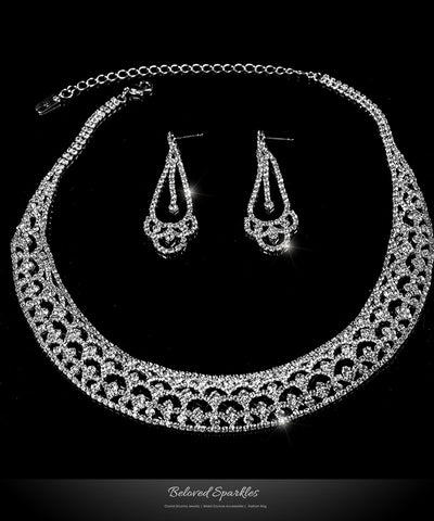 Tyzna Art Deco Arch Necklace Set | Rhinestone - Beloved Sparkles
 - 1