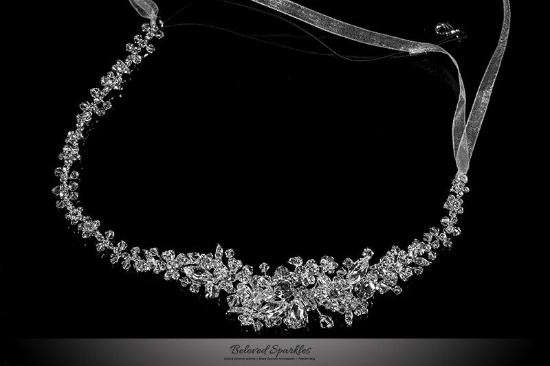 Persis Delicate Cluster Silver Hair Tie Headband | Swarovski Crystal - Beloved Sparkles
 - 1