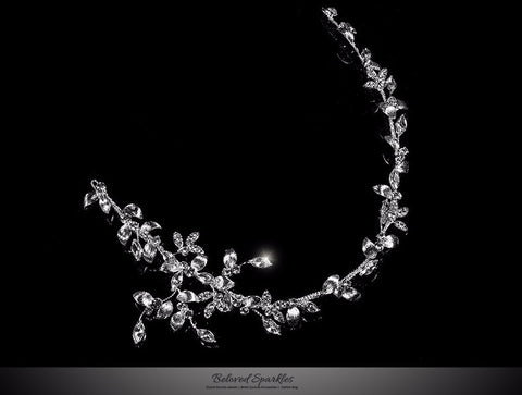 Trista Silver Leaf Hair Tie Headband | Swarovski Crystal - Beloved Sparkles
 - 1