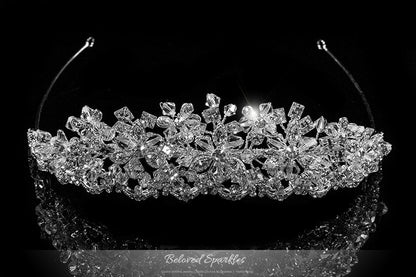 Azalea Crystal Flower Silver Tiara | Swarovski Crystal - Beloved Sparkles
 - 1