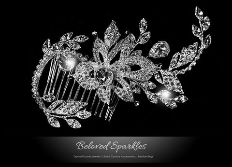 Trina Flower Twine Hair Comb | Swarovski Crystal - Beloved Sparkles
 - 1