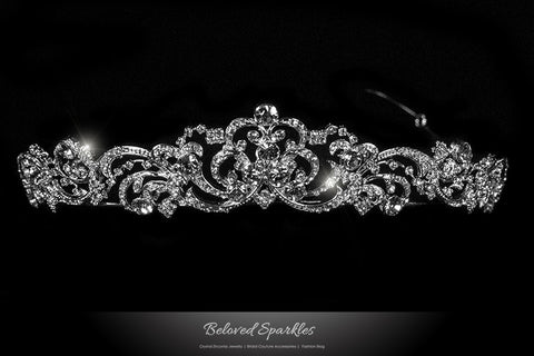 Brianna Romantic Royal Silver Tiara | Swarovski Crystal