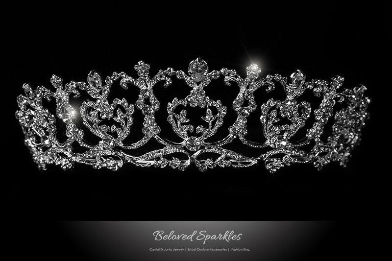 Diana Vintage Art Deco Heart Silver Tiara | Swarovski Crystal - Beloved Sparkles
 - 1