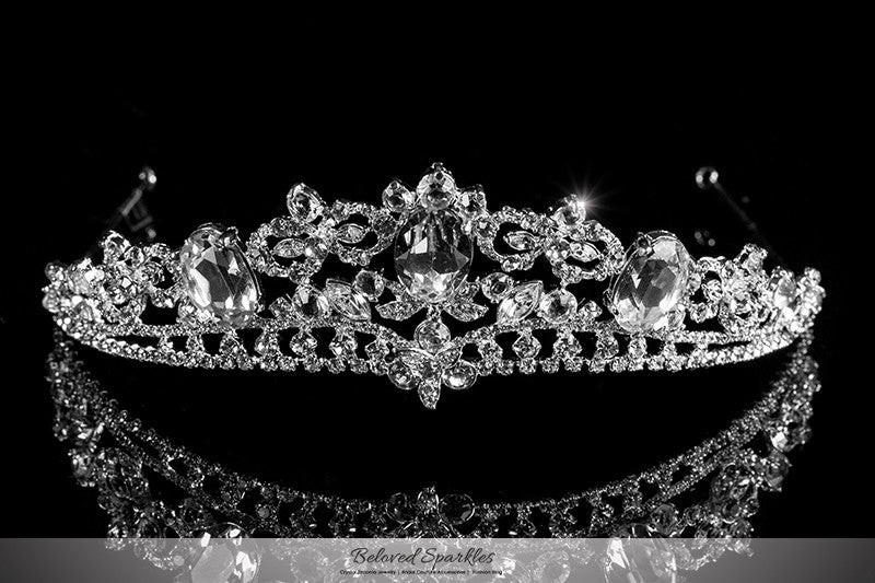 Devora Royal Silver Statement Tiara | Swarovski Crystal - Beloved Sparkles
 - 1