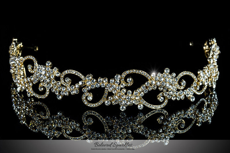 Bethany Swirl Filigree Gold Headband  | Swarovski Crystal - Beloved Sparkles
 - 1