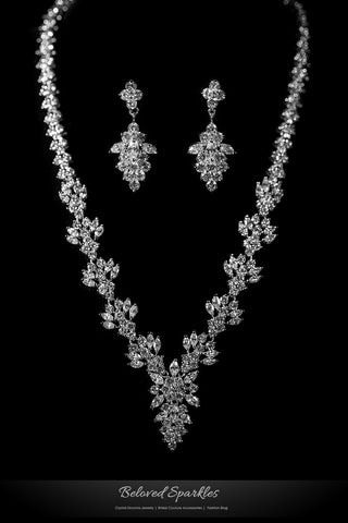 Nichelle Marquise Cluster Statement Necklace Set | Cubic Zirconia - Beloved Sparkles
 - 1