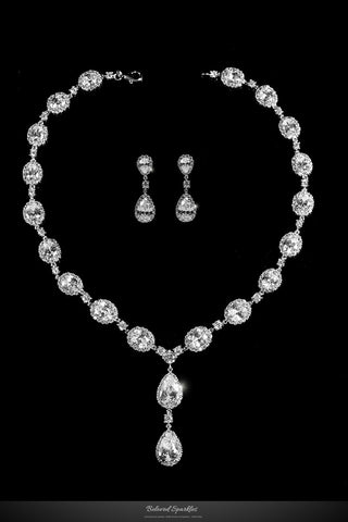 Delores Vintage Dangle Pear Drop Necklace Set | 80 Carat | Cubic Zirconia - Beloved Sparkles