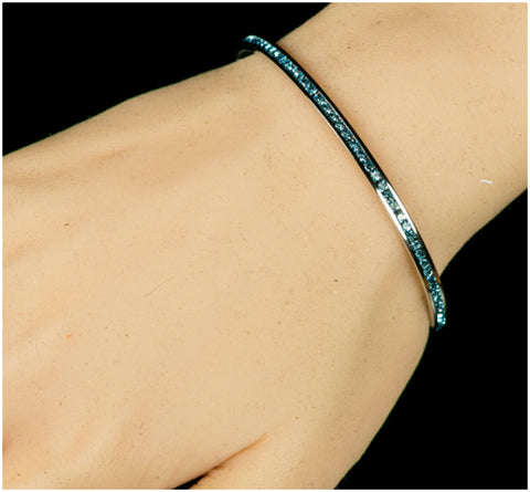 Nico Aqua Blue CZ Silver Cuff Bracelet