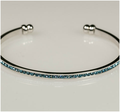 Nico Aqua Blue CZ Silver Cuff Bracelet