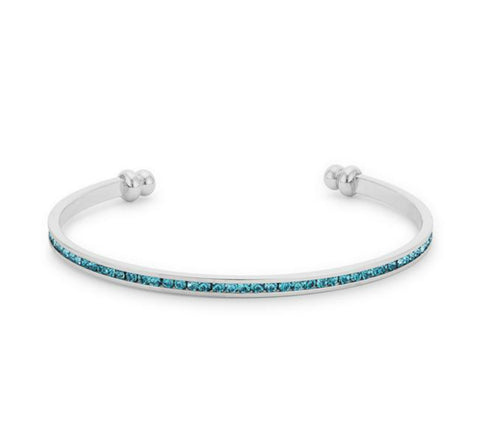 Nico Aqua Blue CZ Silver Cuff Bracelet