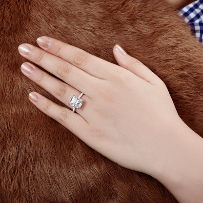 Berlinda 12x10m Cushion CZ Engagement Ring | 6.8ct | 925 Sterling Silver