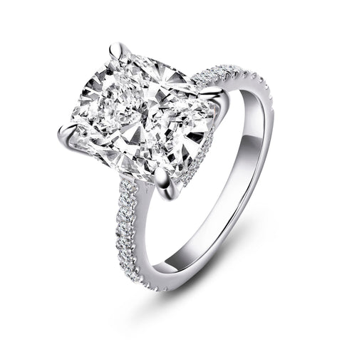 Berlinda 12x10mm Brillant Cushion Cubic Zirconia Engagement Ring | 6.8ct | Sterling Silver