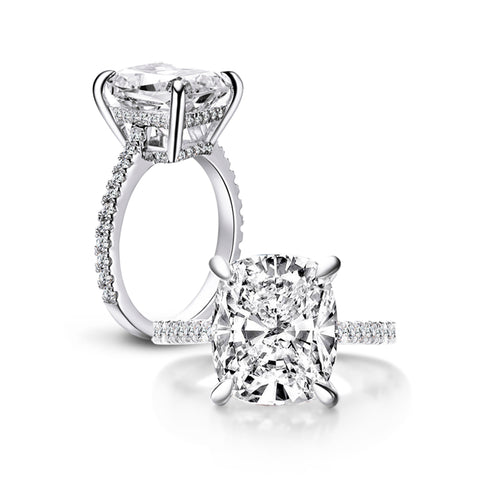 Berlinda 12x10mm Brillant Cushion Cubic Zirconia Engagement Ring | 6.8ct | Sterling Silver