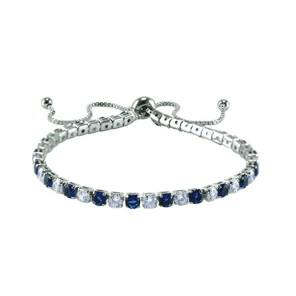 Beth 4mm Sapphire CZ Silver Tennis Bolo Bracelet | 10ct