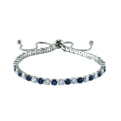 Beth 4mm Sapphire CZ Silver Tennis Bolo Bracelet | 10ct