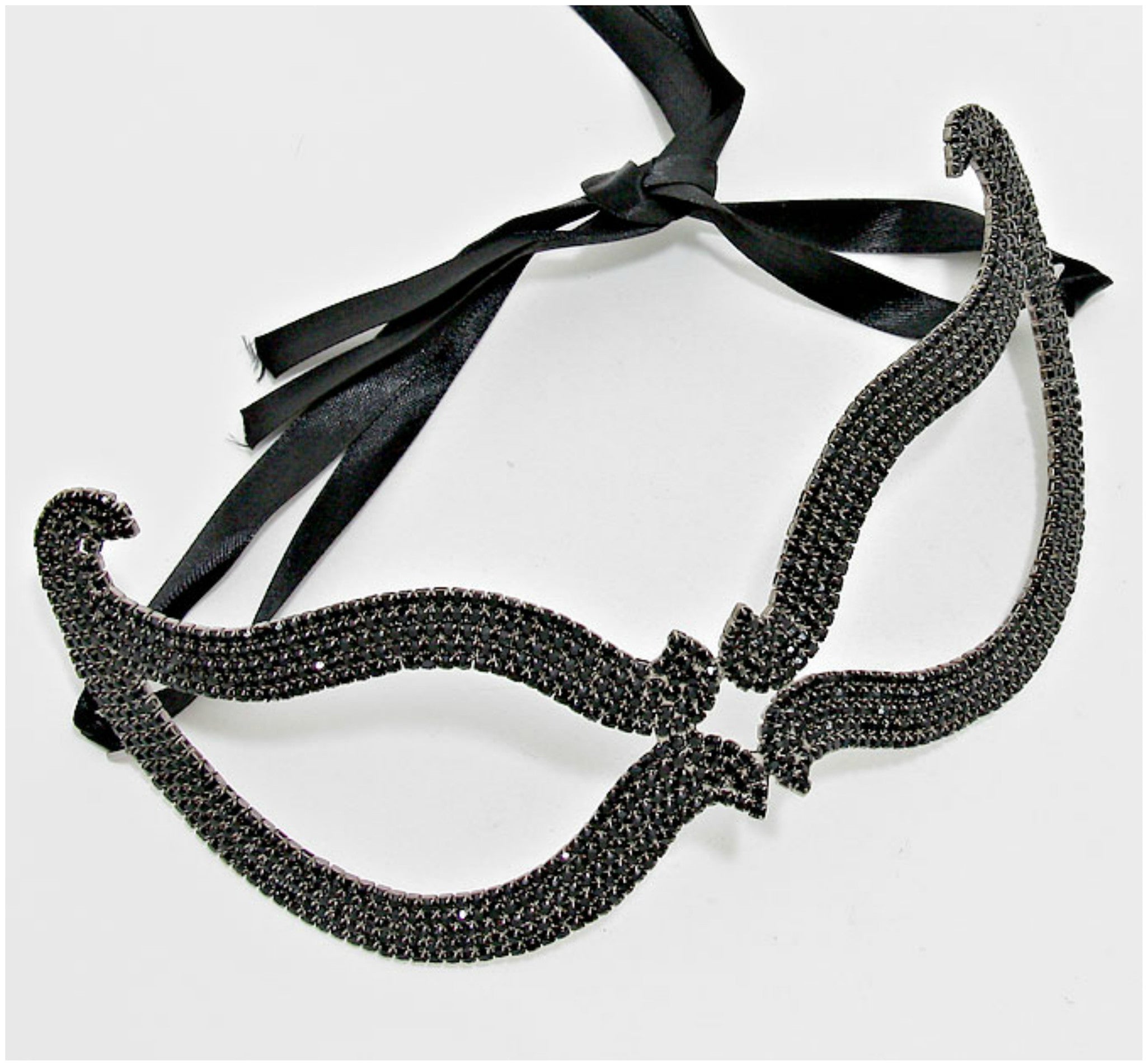 Bijou Romantic Cat Eye Crystal Masquerade Mask | Black | Crystal - Beloved Sparkles
 - 1