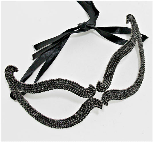 Bijou Romantic Cat Eye Crystal Masquerade Mask | Black | Crystal - Beloved Sparkles
 - 1