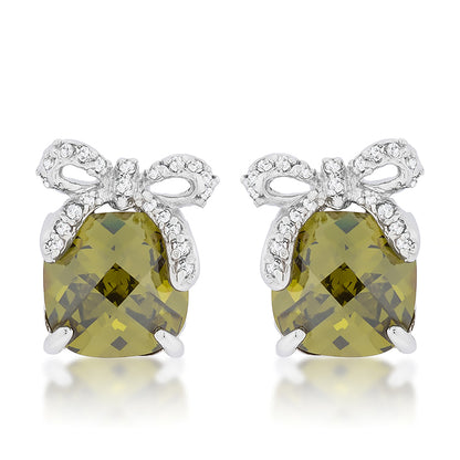 Blanche 10mm Olivine Cushion Bow Earrings