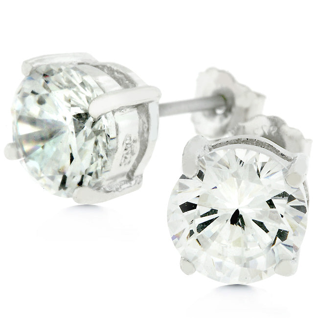 Blossom Clear Round Cut Stud Earrings – 7mm | 1.5ct | Sterling Silver