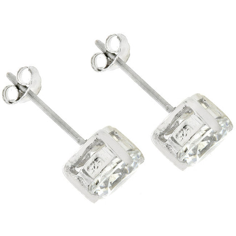 Blossom Clear Round Cut Stud Earrings – 7mm | 1.5ct | Sterling Silver