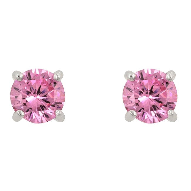 Blossom Pink Round Stud Earrings – 6.25mm | 0.95ct | Sterling Silver