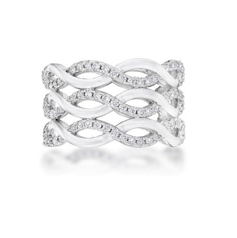 Brandy CZ Twist Wide Cocktail Ring | 0.9ct