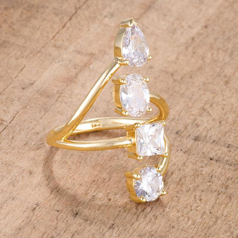 Bria Stunning CZ Goldtone Cocktail Ring | 3ct
