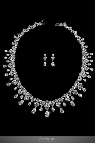 Drina Vintage Luxury Necklace Set | 80 Carat | Cubic Zirconia | Silver