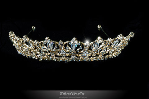 Marissa Vintage Art Deco Gold Tiara | Swarovski Crystal
