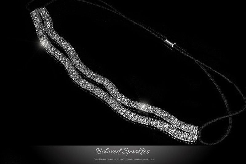Conesa Crystal Two Rows Stretchable Headband | Rhinestone - Beloved Sparkles