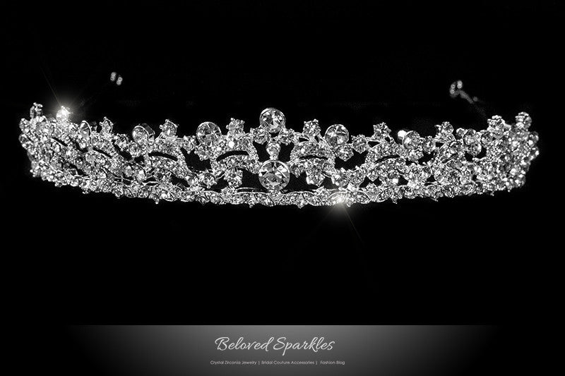 Kandace Classic Art Deco Silver Tiara | Swarovski Crystal - Beloved Sparkles
 - 1