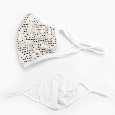 Brina Gold Sequin White Face Mask